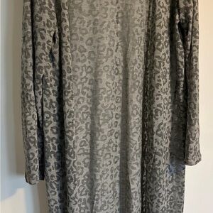 Hot Ginger Women's Gray Leopard Duster Cardigan